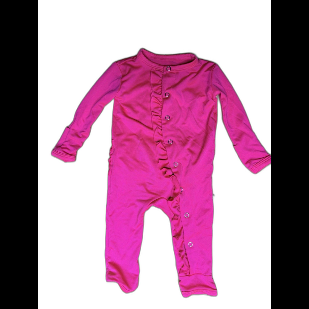 Posh Peanut Baby 0-3 Mo Fushia Pink Ruffle Footie Pajamas Snap One Pc Sleeper